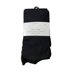 ANN TAYLOR LOFT RIBBED SWEATER TIGHTS: NWT BLACK L